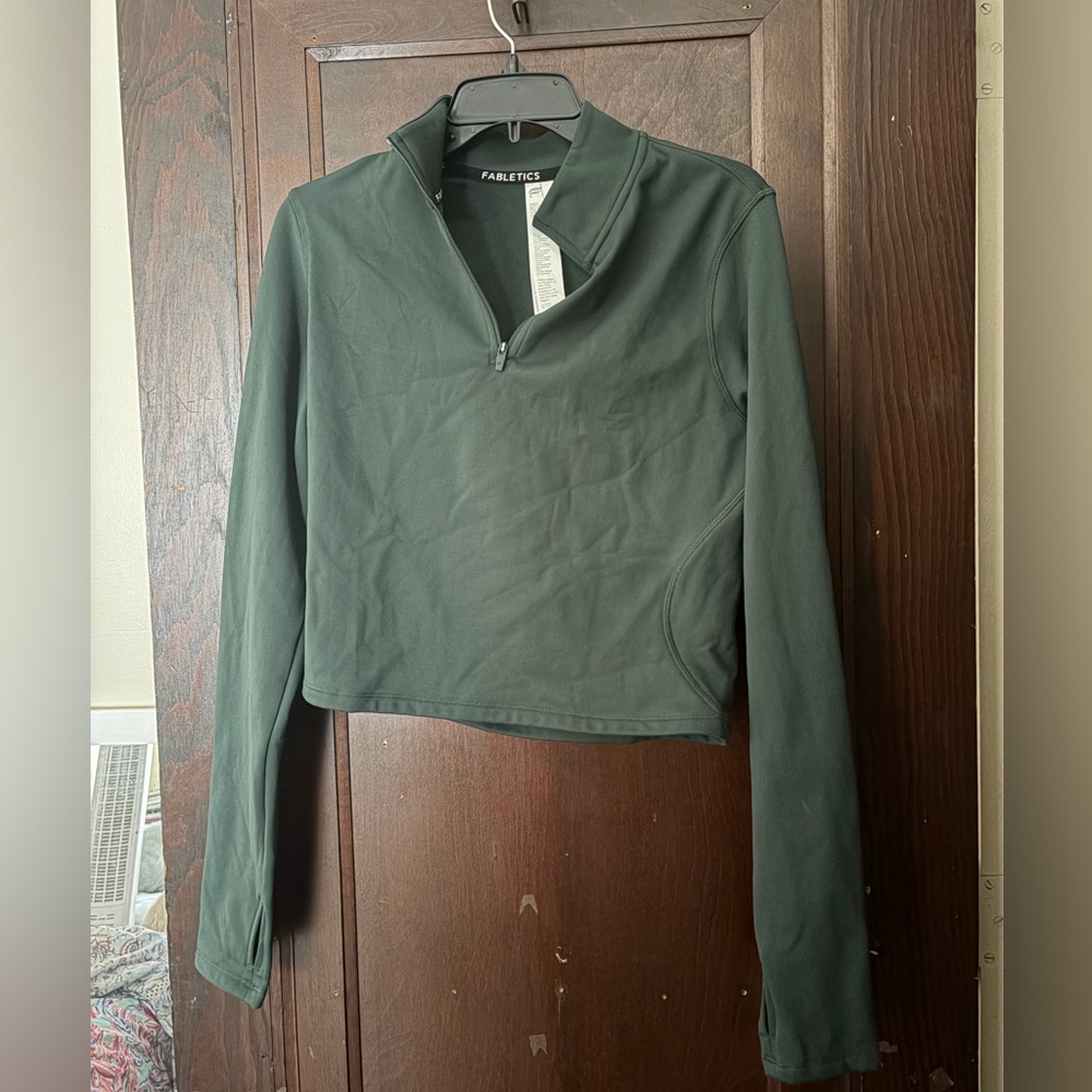 Fabletics Deep Green Quarter-Zip Pullover